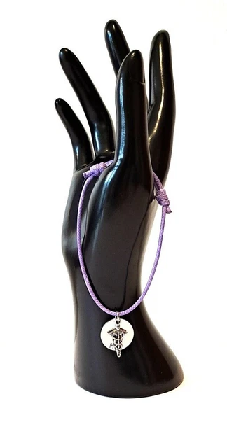 Pulsera de alerta médica advertencia nudo deslizante SOS disco ajustable y dije médico