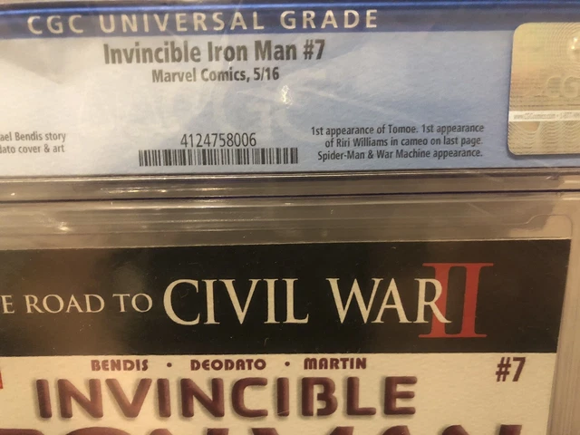 Invincible Iron Man #7, 1st Print, CGC 9.8,  First Appearance of Riri Williams 2