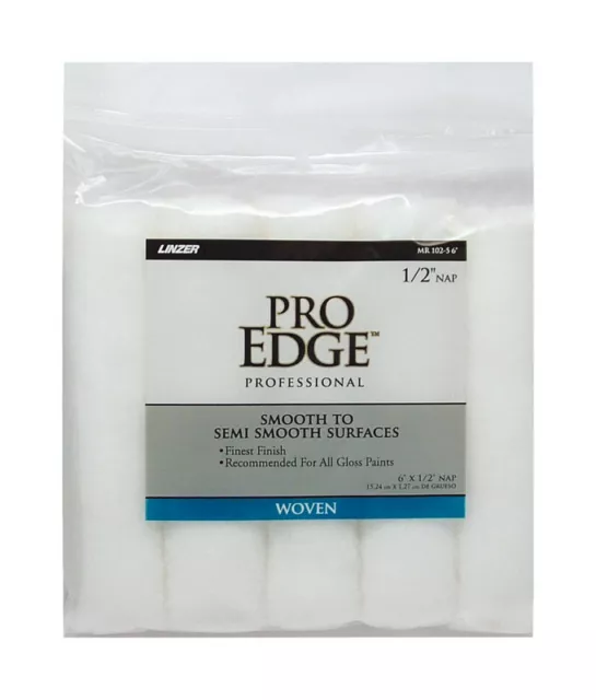 Linzer  Pro Edge  1/2 in.  x 6 in. W Mini  Paint Roller Cover  5 pk