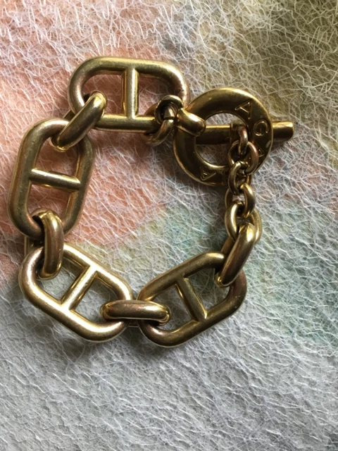 Bracelet Gourmette Souple à Gros Maillons En Métal Doré - Modèle G591 - Occasion Bon état