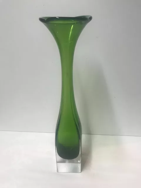 Aseda, Schwedische Glasvase, Grün, Vintage, 60Er/70Er Jahre, Höhe 32 Cm