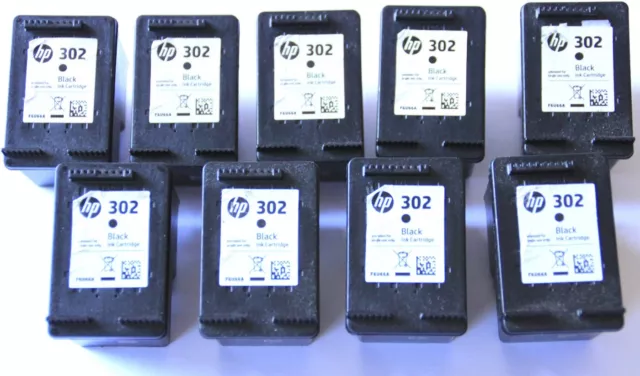 Posten 9 x leere HP 302 Druckerpatronen F6U66A Schwarz Ink Cartridge