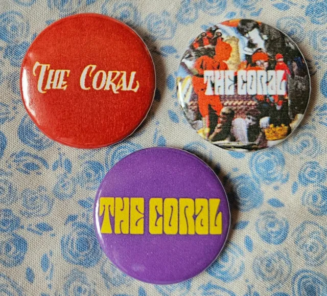 The Coral three 25mm button badges inc debut album design. Free UK postage!