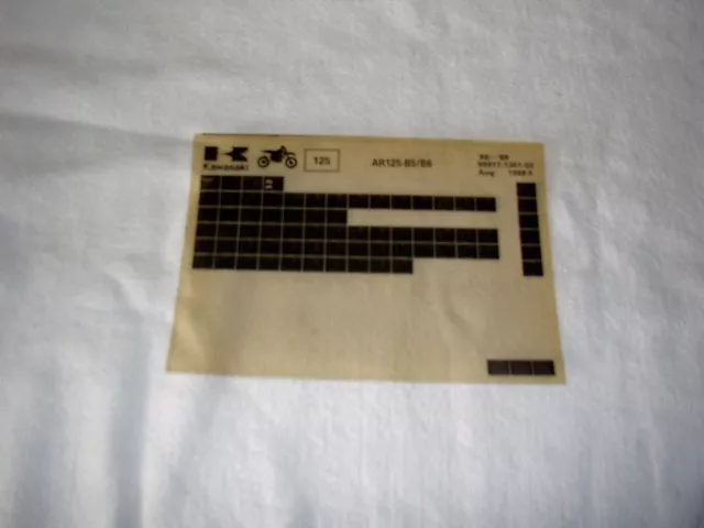 Kawasaki Ar125  Ar 125 B5/B6  Gen Part Catalogue Microfiche