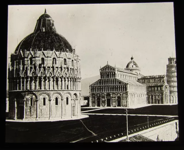 Glass Magic Lantern Slide LEANING TOWER PISA C1910  ITALY DR F STOEDTNER