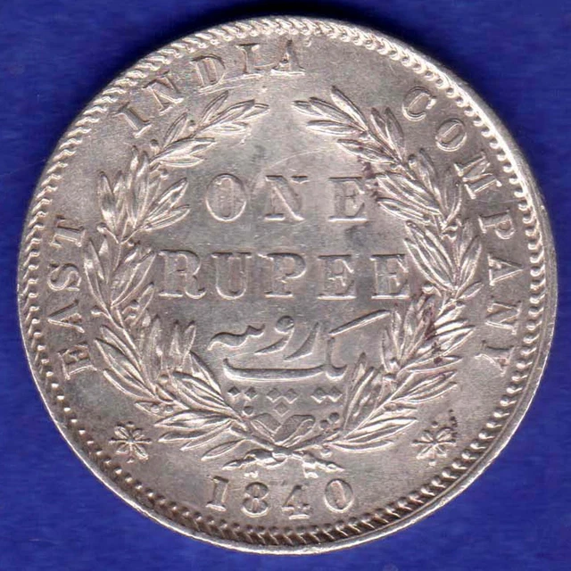 British India-1840-Divided Legend-Victoria-One Rupee-Top Condition Silver Coin