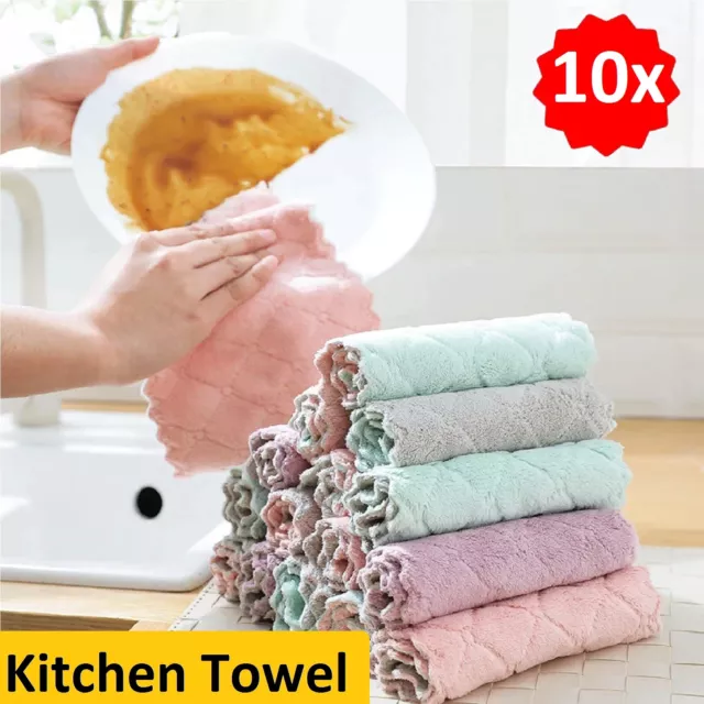 Tea Towels Kitchen Towels Double Sided Dish Cloths Super Absorbent Dish Cleaners