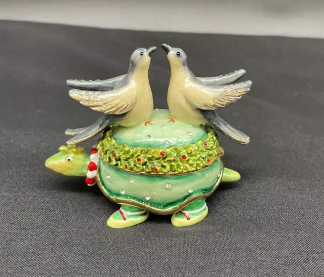DEPT 56 Krinkles Turtle Doves Jeweled Enamel Trinket Box Patience Brewster