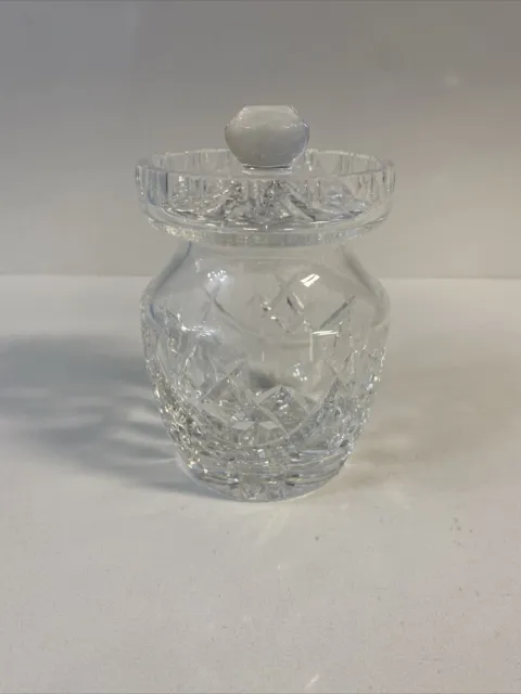 Waterford Crystal Cross Pattern Lidded Honey Pot Jar Discontinued Gothic Mark