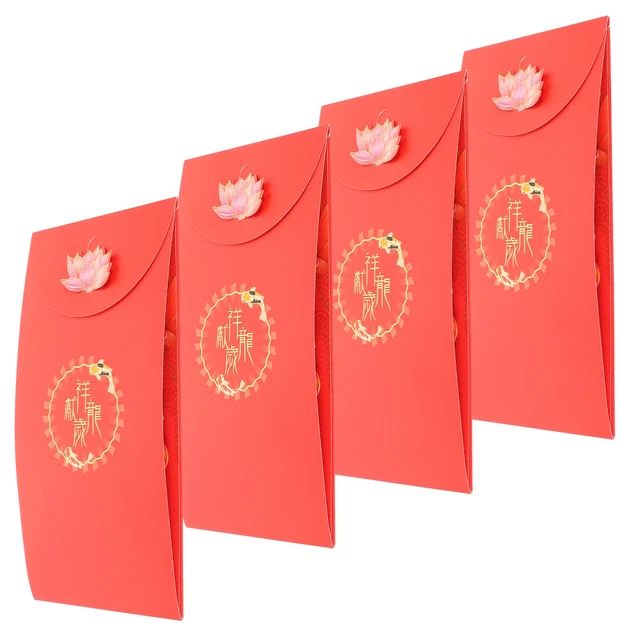 4 pezzi pacchetti denaro rosso per l'anno 2024, buste rosse,