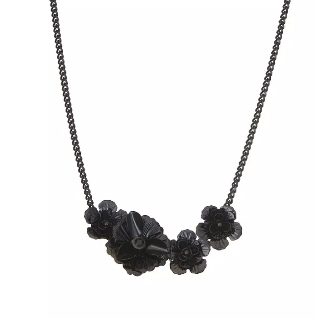 Simply Vera Vera Wang Women's Small Black Flower Frontal Necklace-NWT