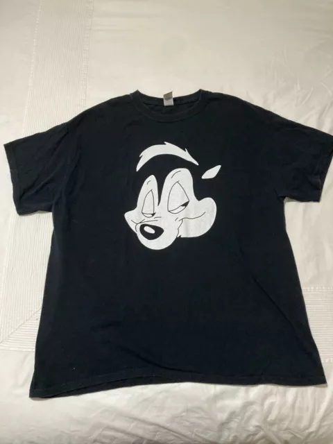 Looney Tunes Pepe Le Pew Warner Bros Cartoon T Shirt Black Unisex Size XL