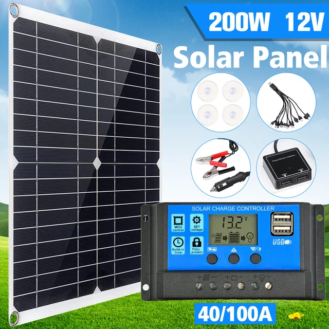 200W SOLAR PANEL 12V Trickle Charger Battery Charger Kit Maintainer