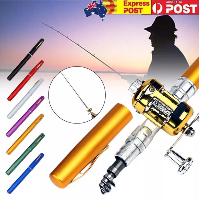 Mini Telescopic Portable Pocket Fish Pen Aluminum Alloy Fishing Rod Pole + Reel