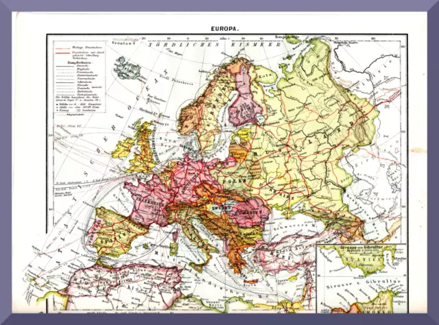 Landkarte +EUROPA polit. Übersicht+ 1925 +Ostpreußen,Danzig,Korridor,Polen,WW2+