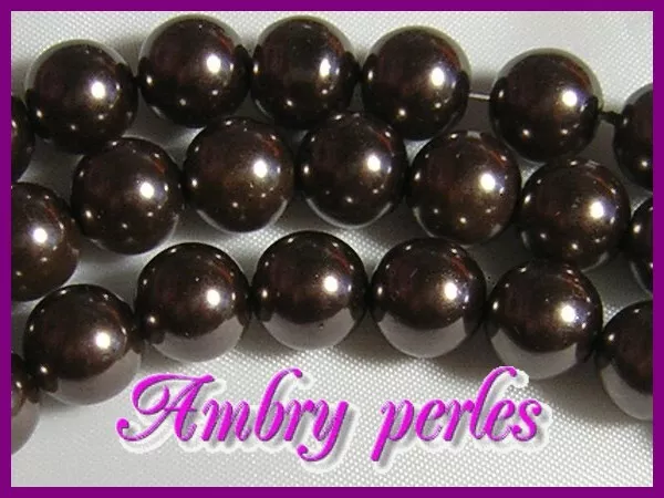 Lot de 20 perles Nacrées 8 mm Marron Foncé