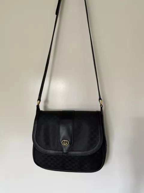 Gucci Mini GG Web Crossbody Bag/Black /Vintage