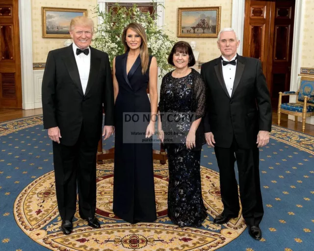 Donald Trump And Melania With Mike Pence And Wife Karen - 8X10 Photo (Ab-325)