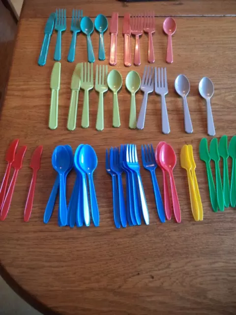 20 Vintage STERI-LITE plasticware for picnic set 1970s USA made & other old ones