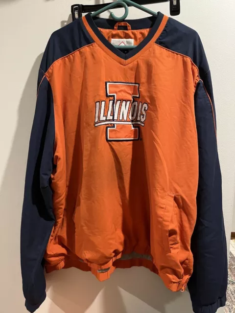 Vintage 58 Sports Illinois Fighting Illini  Pullover Jacket Mens Size XXL Orange