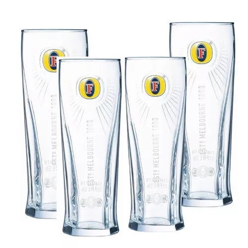 Fosters Pint Beer Glass CE 20oz Official Nucleated Activated Glass Box of 4