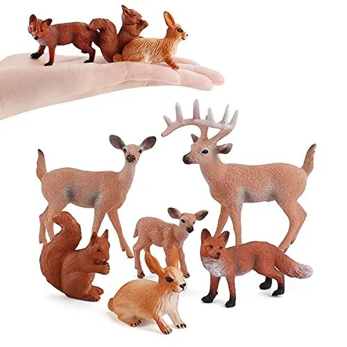 JOKFEICE Lot de 6 figurines d'animaux de la forêt en plastique pour projets scie