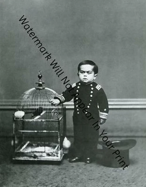 A43 FREAKY ODD BIZARRE Midget Holding Bird Cage STRANGE CREEPY Vintage Photo