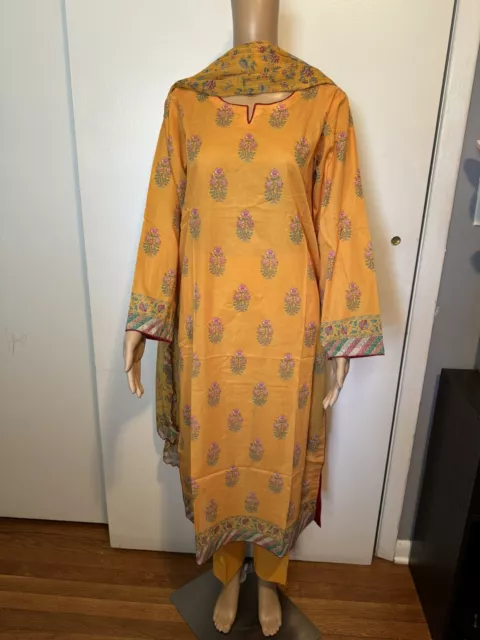 Pakistani / Indian shalwar kameez Stiched 3Pc  Cotton Lawn . Medium