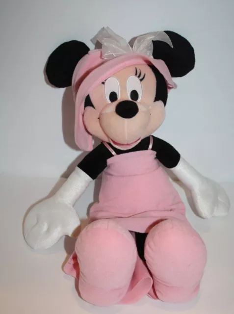Disney Minnie Mouse 16" Pink Dress Princess Hat Bow Soft Toy Plush Stuffed Doll