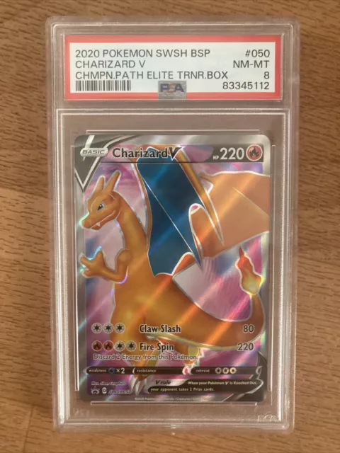 Charizard V PSA 8 SWSH050 BSP Pokemon Black Star Promo Elite Trainer Box Glurak