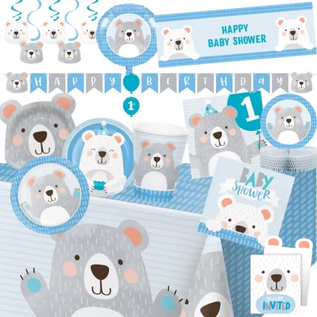 Blue Bear Party Decorations Balloons Banners Tableware - Birthday & Baby Shower