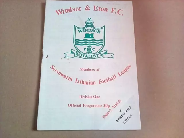 Windsor & Eton v Epsom & Ewell Isthmian League November 1983