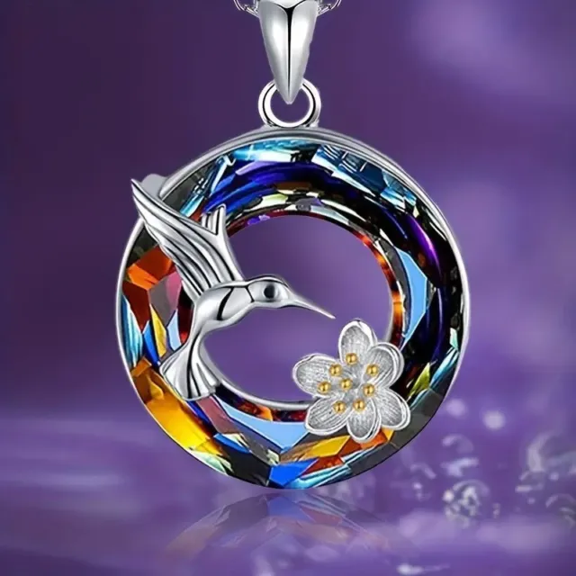 Rainbow Mystical Fire Topaz 925 Sterling Silver Hummingbird Pendant Necklace
