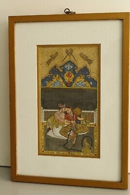 Moghol Peinture Miniature avec Cadre Empereur & Empress Love Scène Finest Œuvre