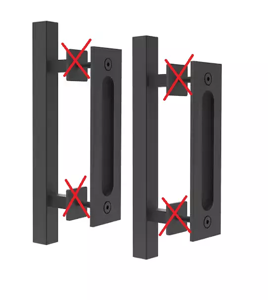 Black 12" Square Pull & Flush Sliding Barn Door Handle Set (2pk) *NO GASKETS*