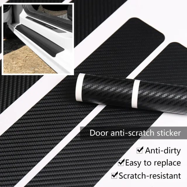 Car Sticker Door Sill Protector Rubber Plate Carbon Fiber Cover Auto Accessories