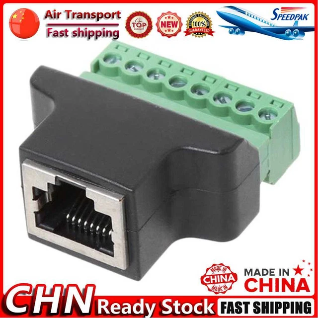 RJ45 FEMALE TO Screw Terminal 8 Pin Connector Cable Extender