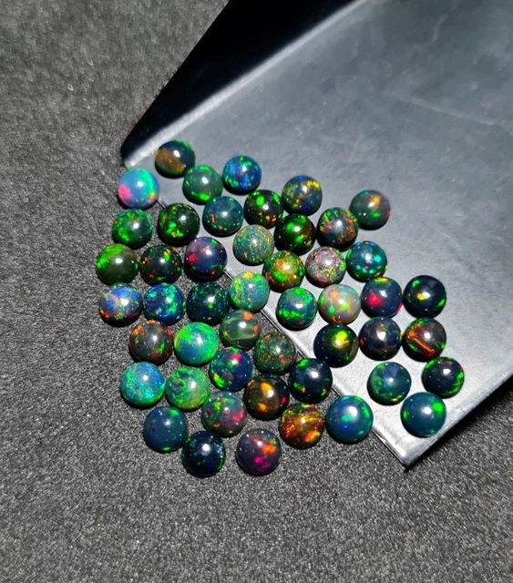 Lot de vente en gros de cabochons multicolores en opale noire ronde de...