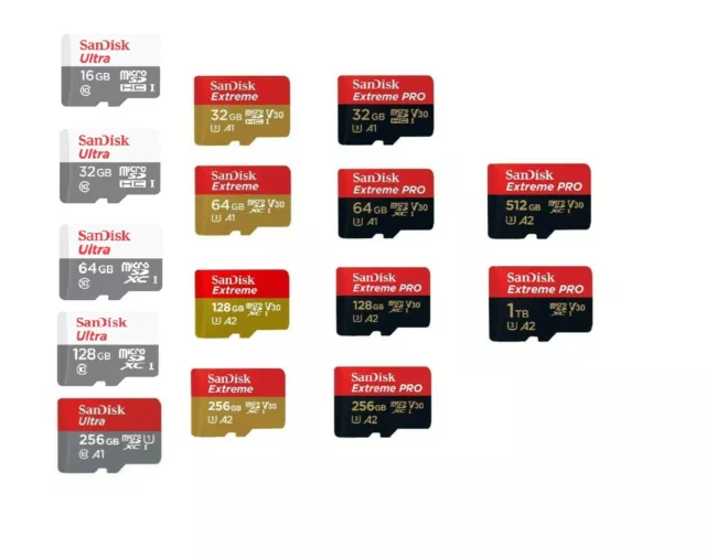 Micro SD SanDisk 16 32 64 128 256 512 GB 1 TB Ultra Extreme Pro D'Origine