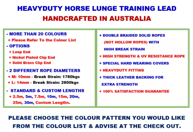 Horse Liberty Long Rein Lunge Training Line Lead Solid Rope AUSTRALIAN MADE 3