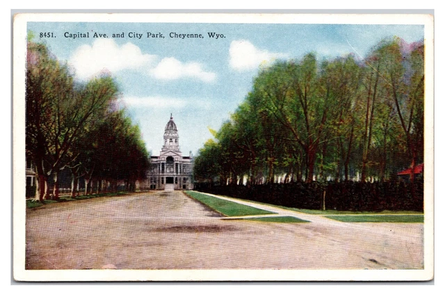 Antique 1920s- Capital Ave and City Park, Cheyenne, Wyoming Postcard (UnPosted)
