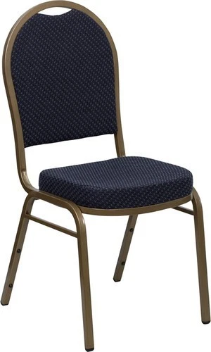 10 PACK Banquet Chair Navy Patterned Fabric Restaurant Chair Dome Back Stacking