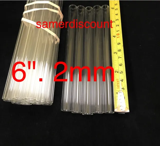 6"   Glass Blowing Tubes  12mm OD 8mm ID Tubing 2 mm Thick Wall