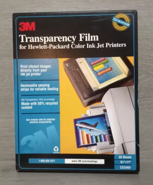 3M 50 Sheets LG3460 8.5x11 Transparency Sheets For Ink Jet