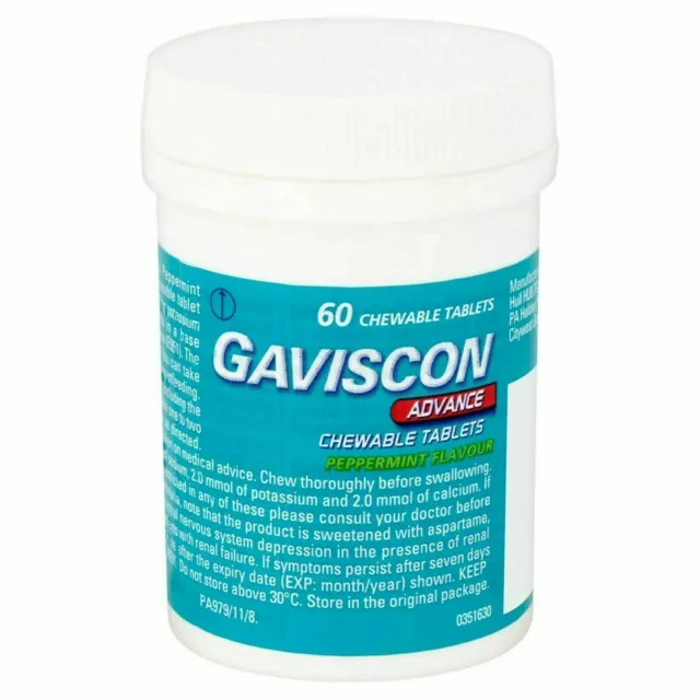 Gaviscon Advance Chewable Peppermint - 6 x 60 Tablets (6 packs) 2