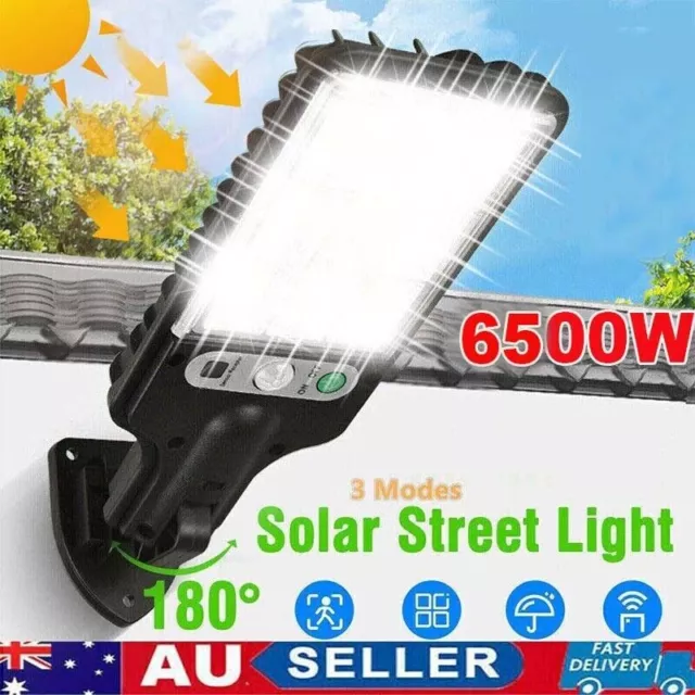 6500W LED Solar Flood Light Motion Sensor Security Wall Yard Street Lamp Outdoor