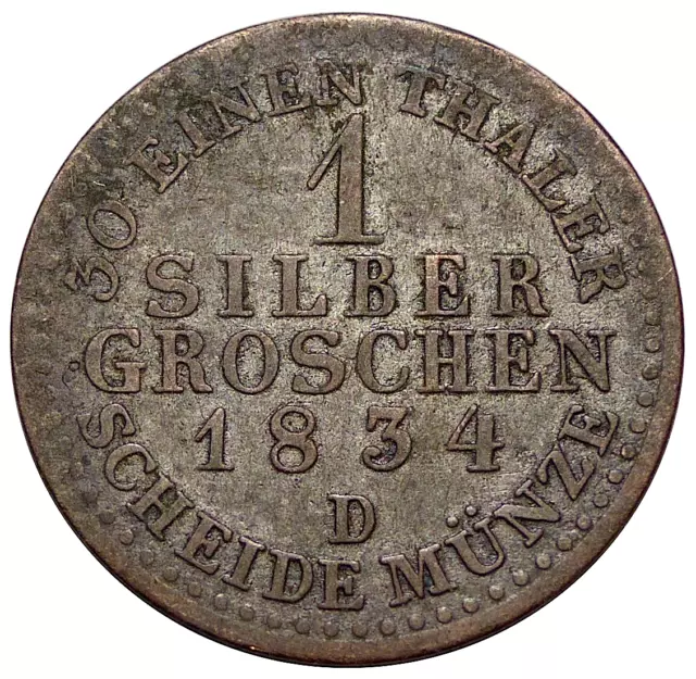 ALLEMAGNE PRUSSE 1 Silbergroschen 1834 D