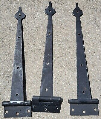 (3) Antique Reclaimed 13" Wrought Iron Strap Hinges~Door~Usa