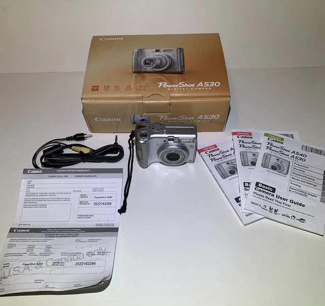 Canon PowerShot A530 5.0MP Digital Camera Silver Tested (READ)