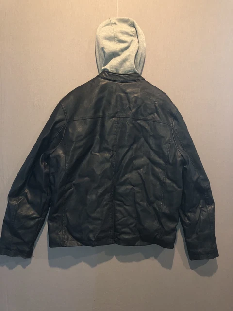 VIntage Levi's  Men's Jacket Sz XL Hoodie Sweatshirt Lined Faux Leather Bomber  3